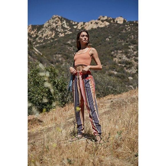 Free People Movement Pants - NEW FREE PEOPLE MOVEMENT SIDE STEP HAREM PANTS STRIPED PULL ON TIGER LILY